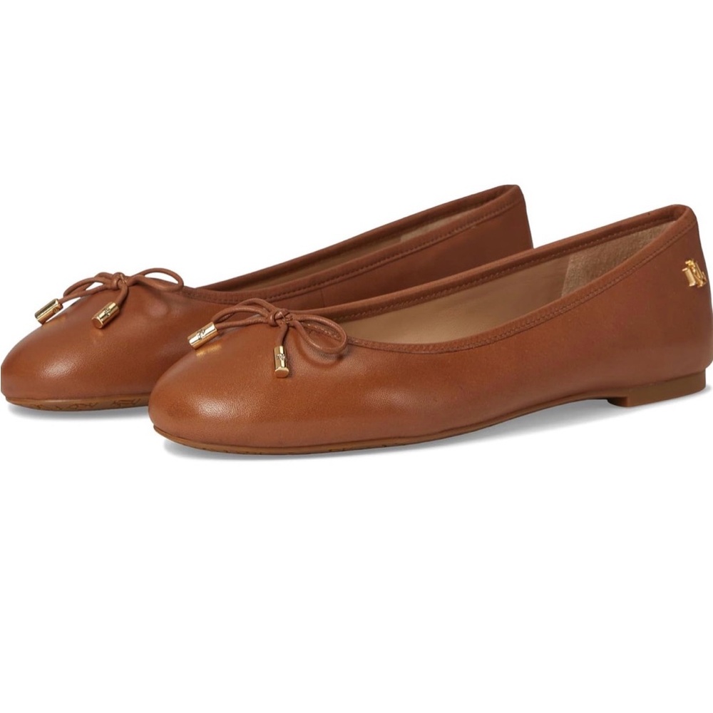 Ralph Lauren Jayna Brown Leather Flats